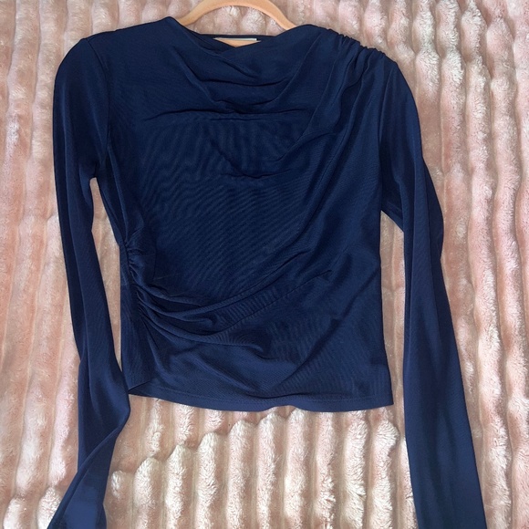 Babaton Navy Blue Blouse w Cinching in Size XS - Picture 1 of 6